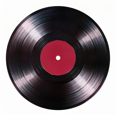 Black Vinyl Record With Red Center Label