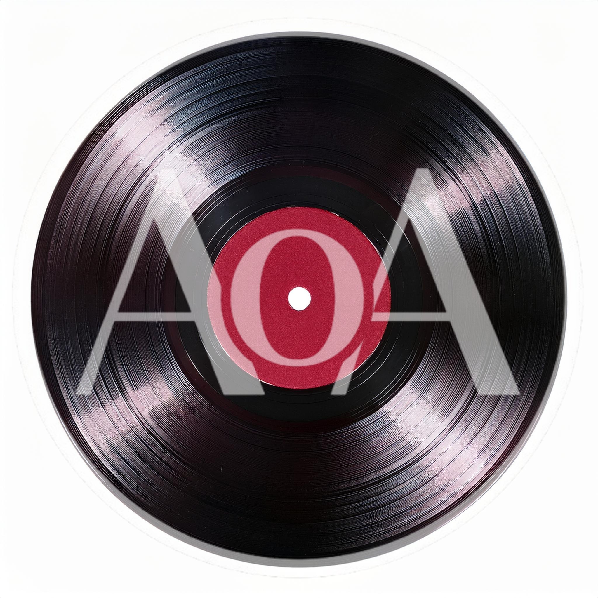 Black Vinyl Record With Red Center Label
