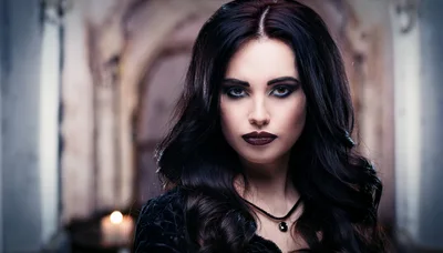 Portrait Of A Gothic Woman With Dark Makeup