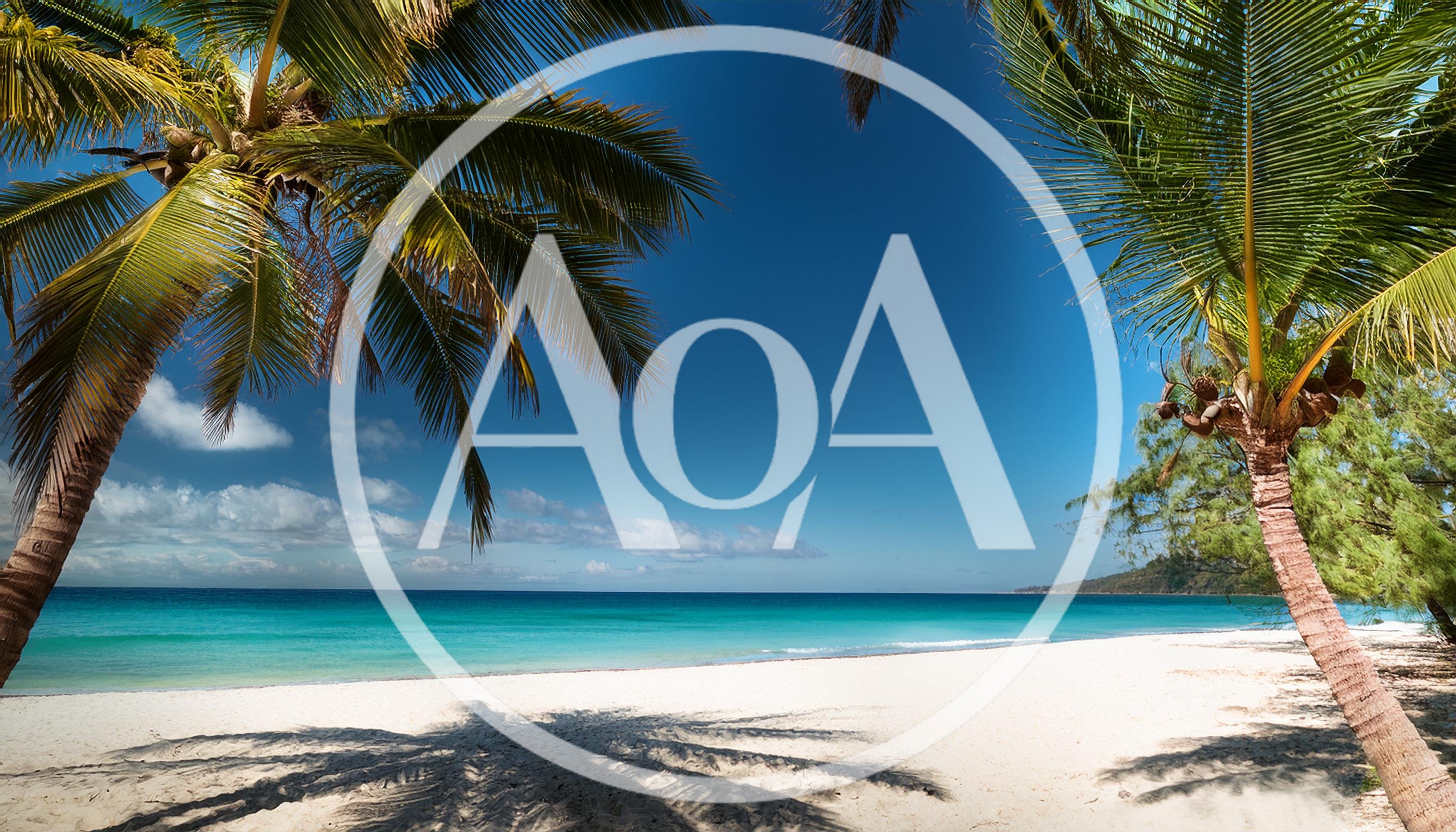 Tropical Beach Scene With Palm Trees And Turquoise Water