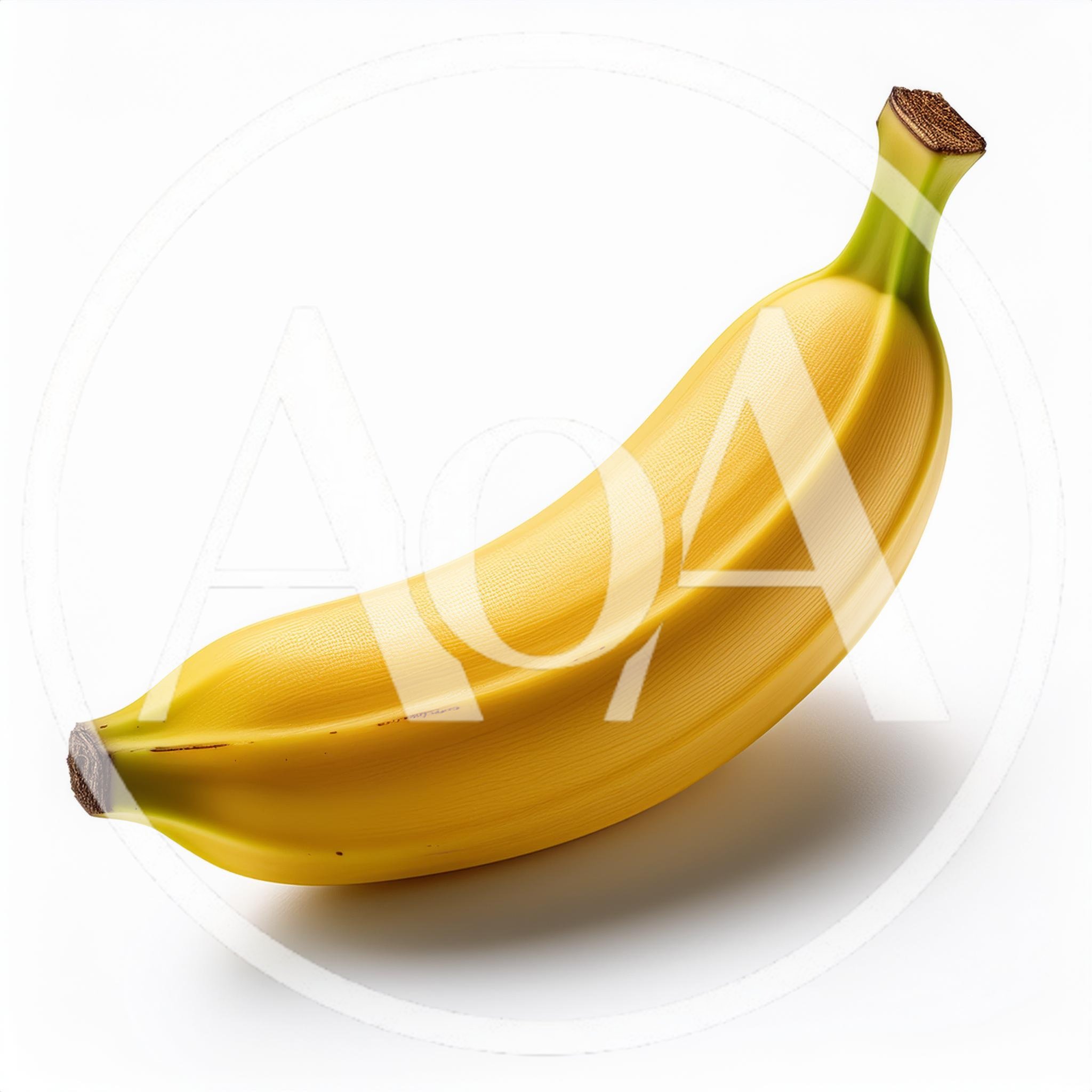 Single Ripe Yellow Banana Isolated On White Background