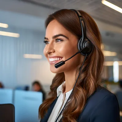Professional Customer Service Representative Wearing Headset In Office