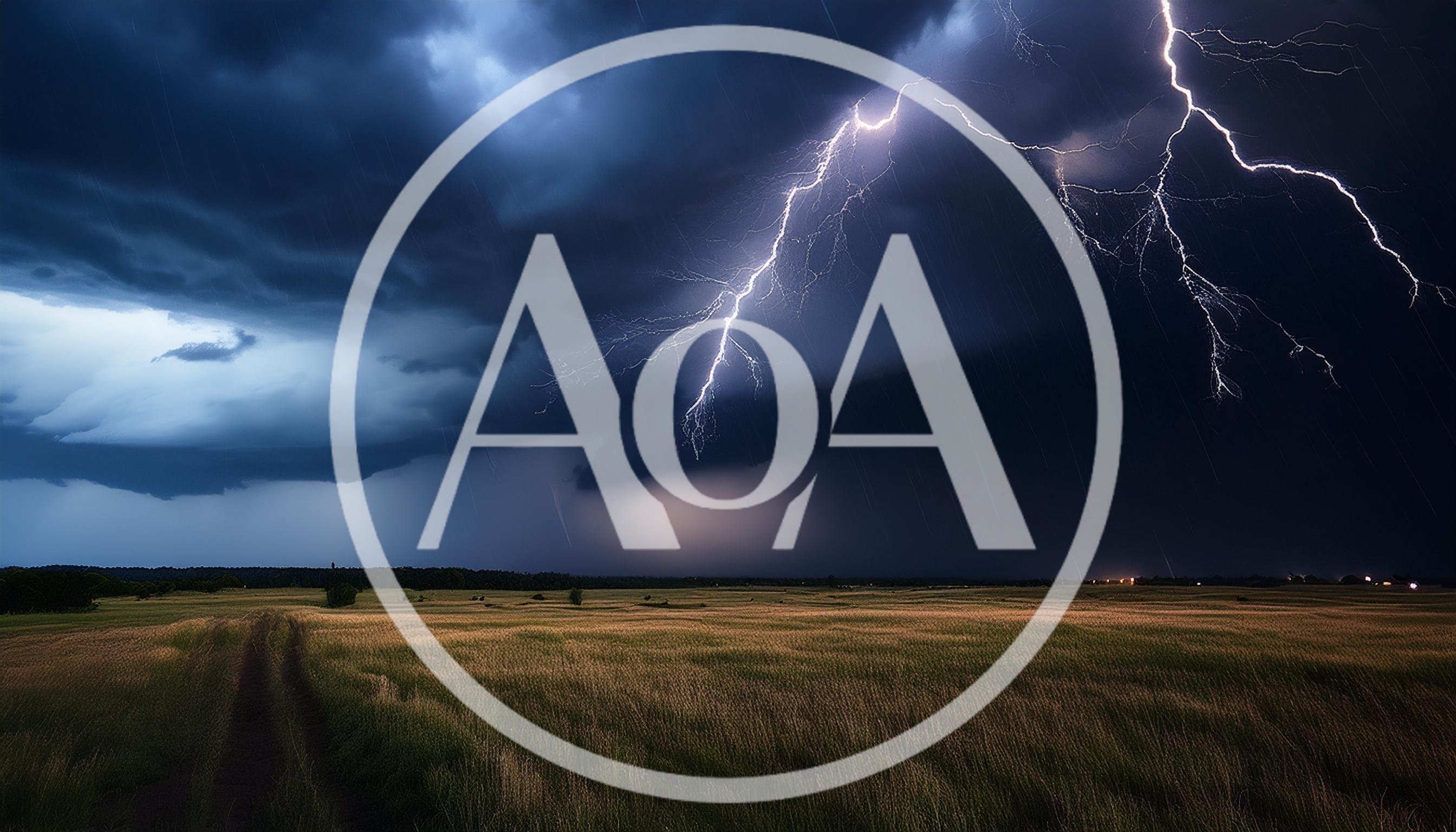 Lightning Strike Over A Dark Stormy Field