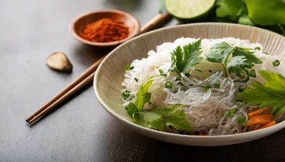 Glass Noodle Salad Bowl With Fresh Herbs