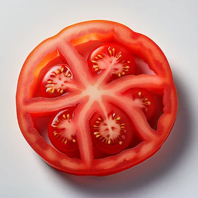 Cross Section Of A Fresh Red Tomato Slice