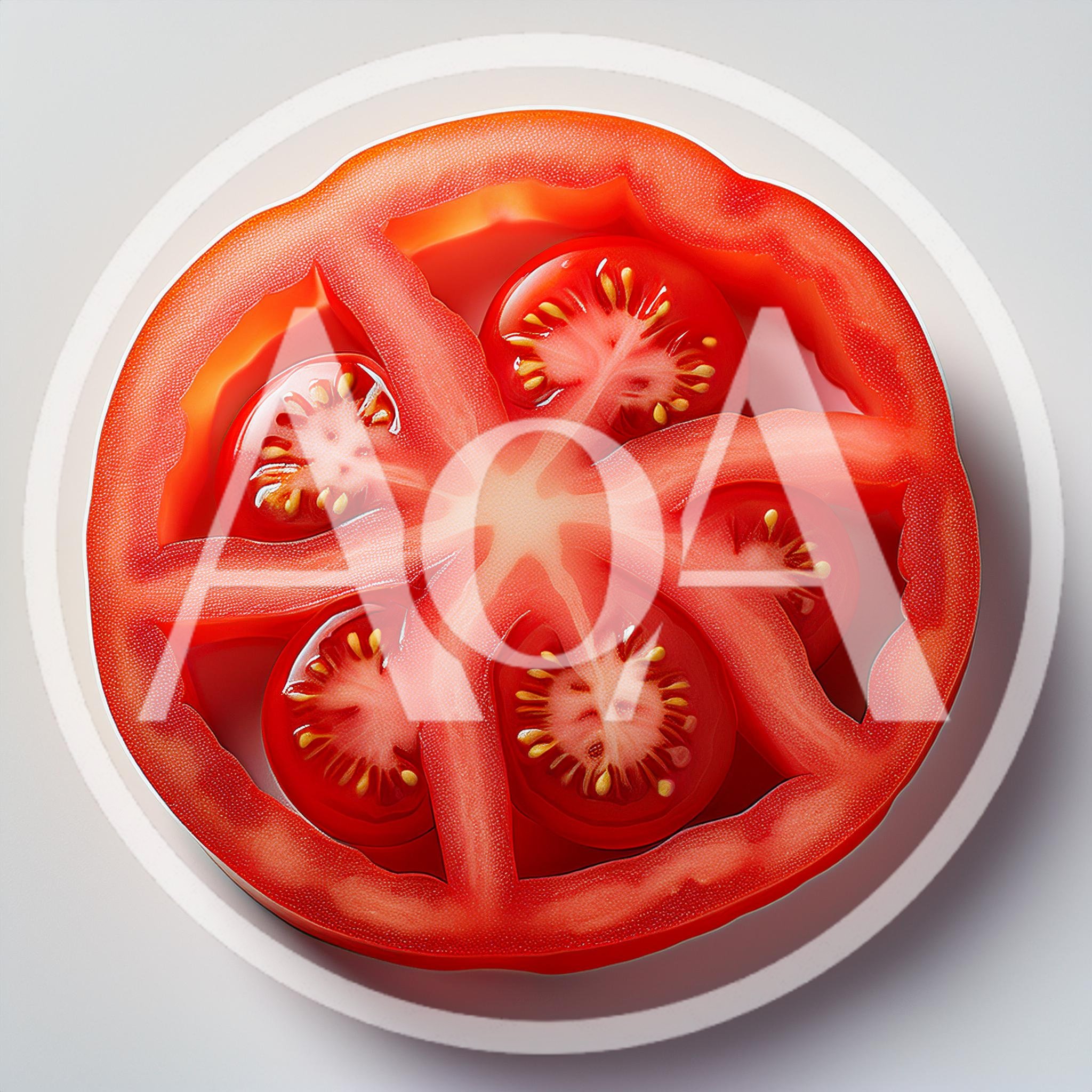 Cross Section Of A Fresh Red Tomato Slice