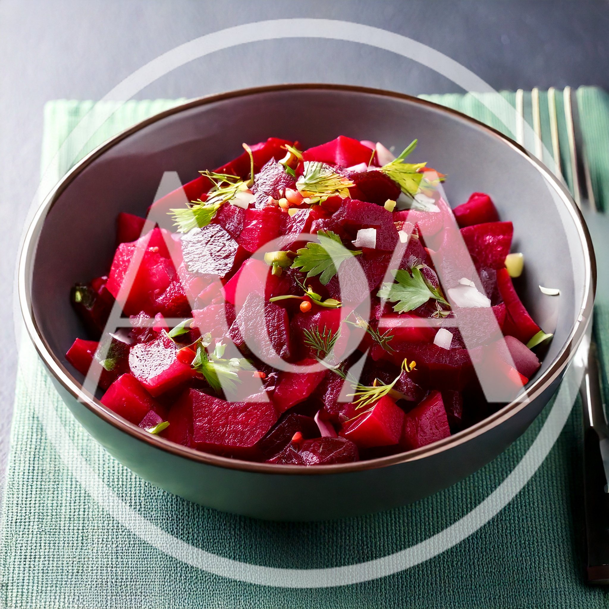 Fresh Beetroot Salad In A Dark Bowl