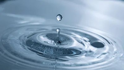 Single Water Drop Falling Into Calm Liquid Surface