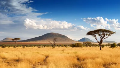 Acacia Trees In The Vast African Savanna Landscape