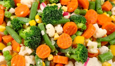 Close Up Of Frozen Mixed Vegetables
