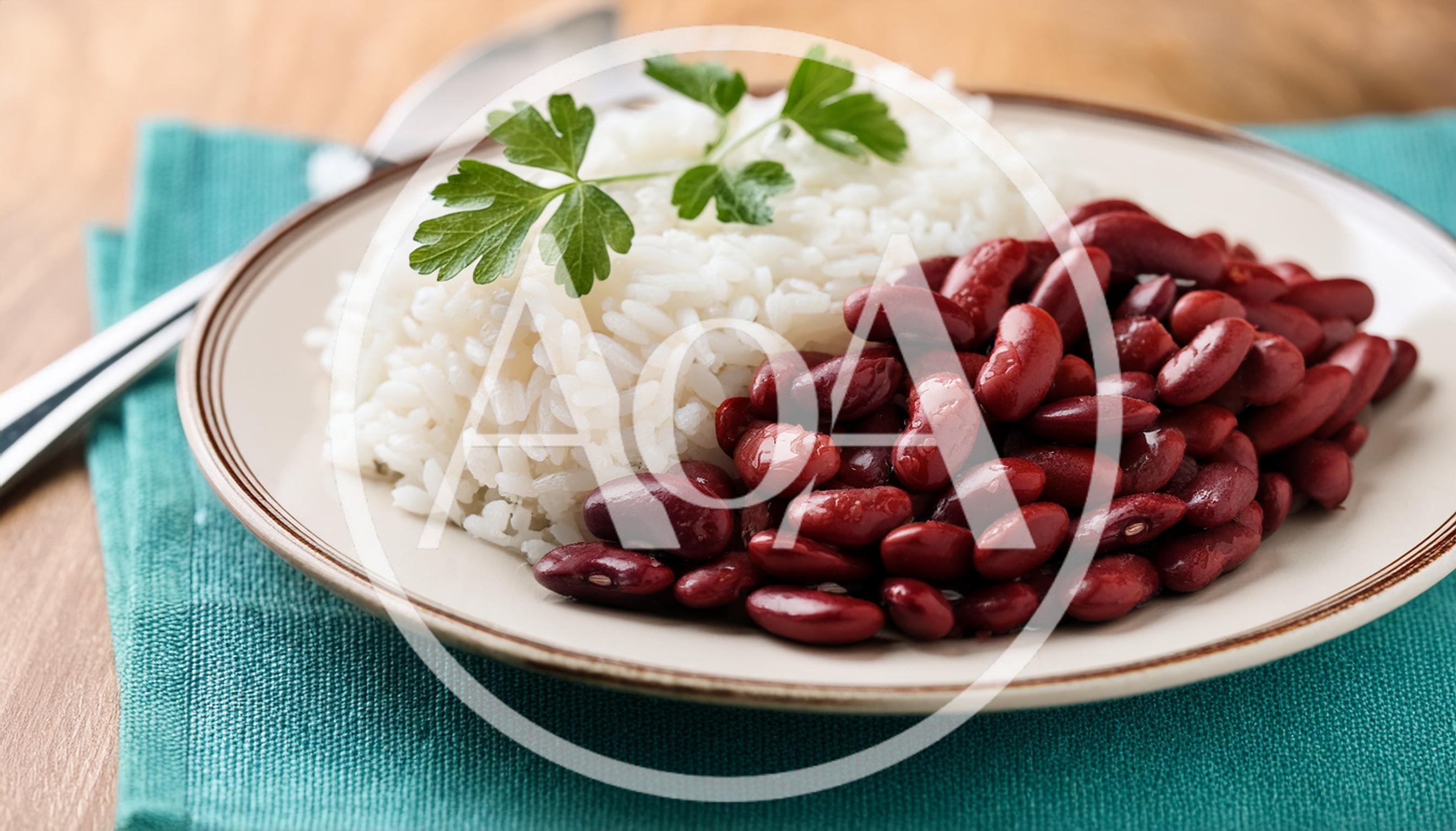 Plate Of Rice And Red Kidney Beans