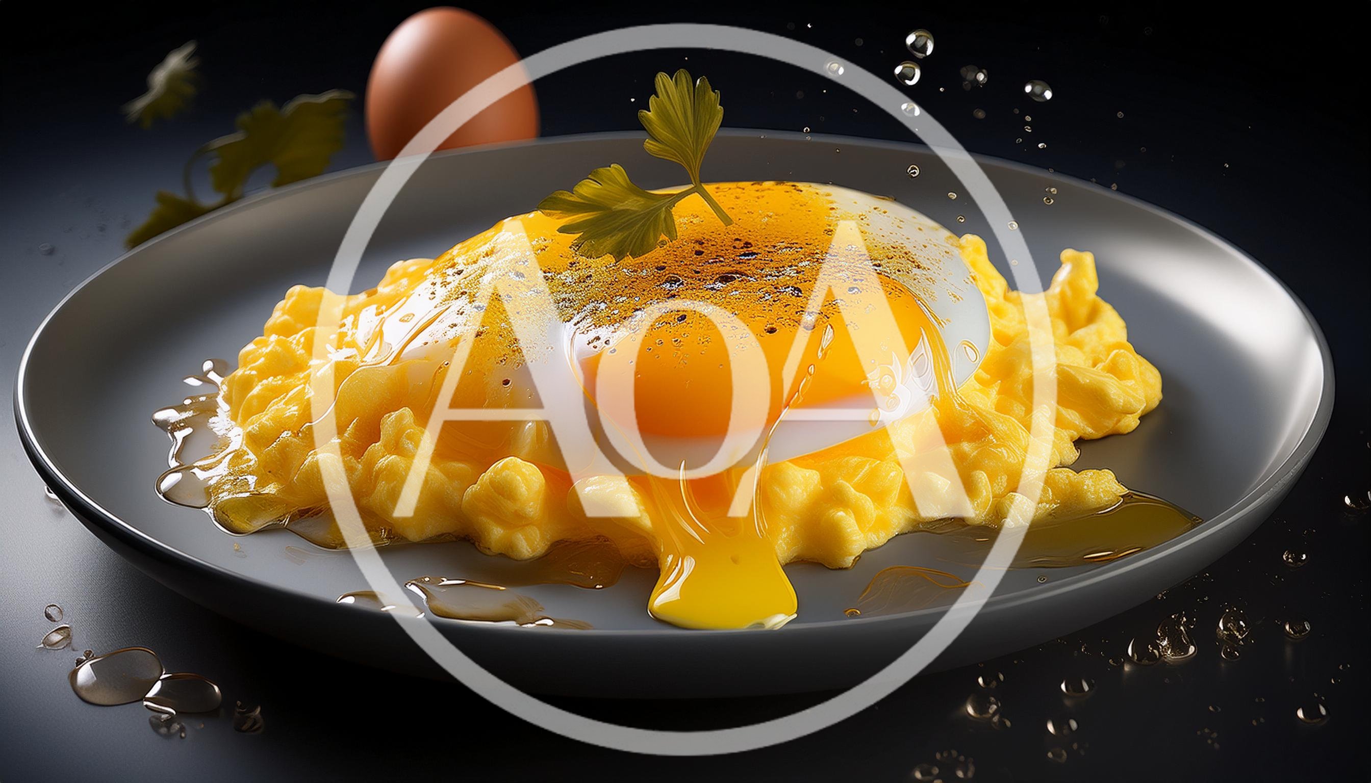 Fried Egg Over Scrambled Eggs On A Plate
