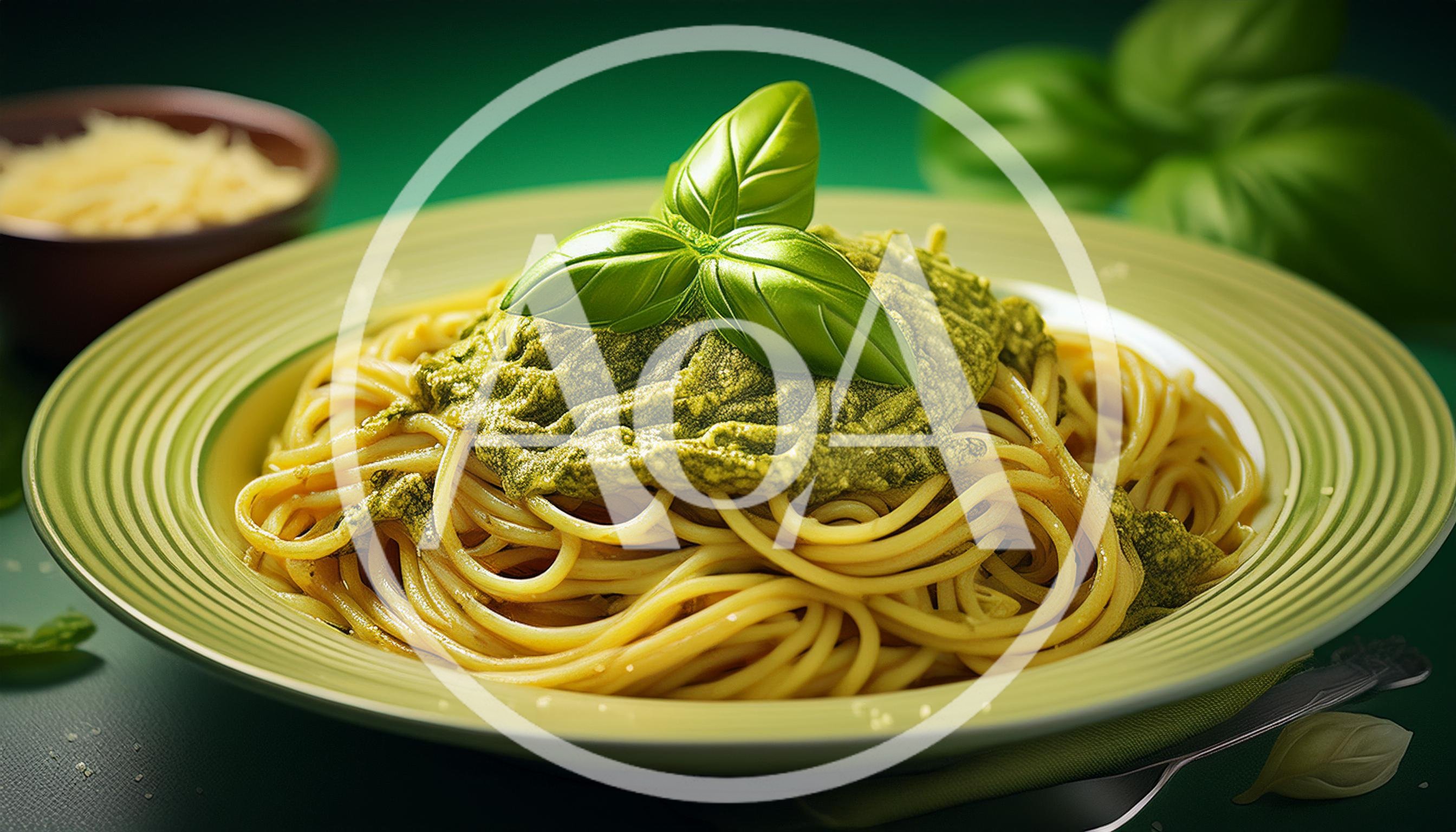Spaghetti Pasta With Fresh Pesto Sauce