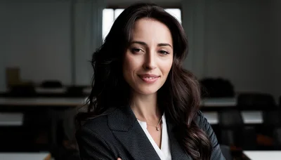 Professional Businesswoman Smiling In A Modern Office Setting