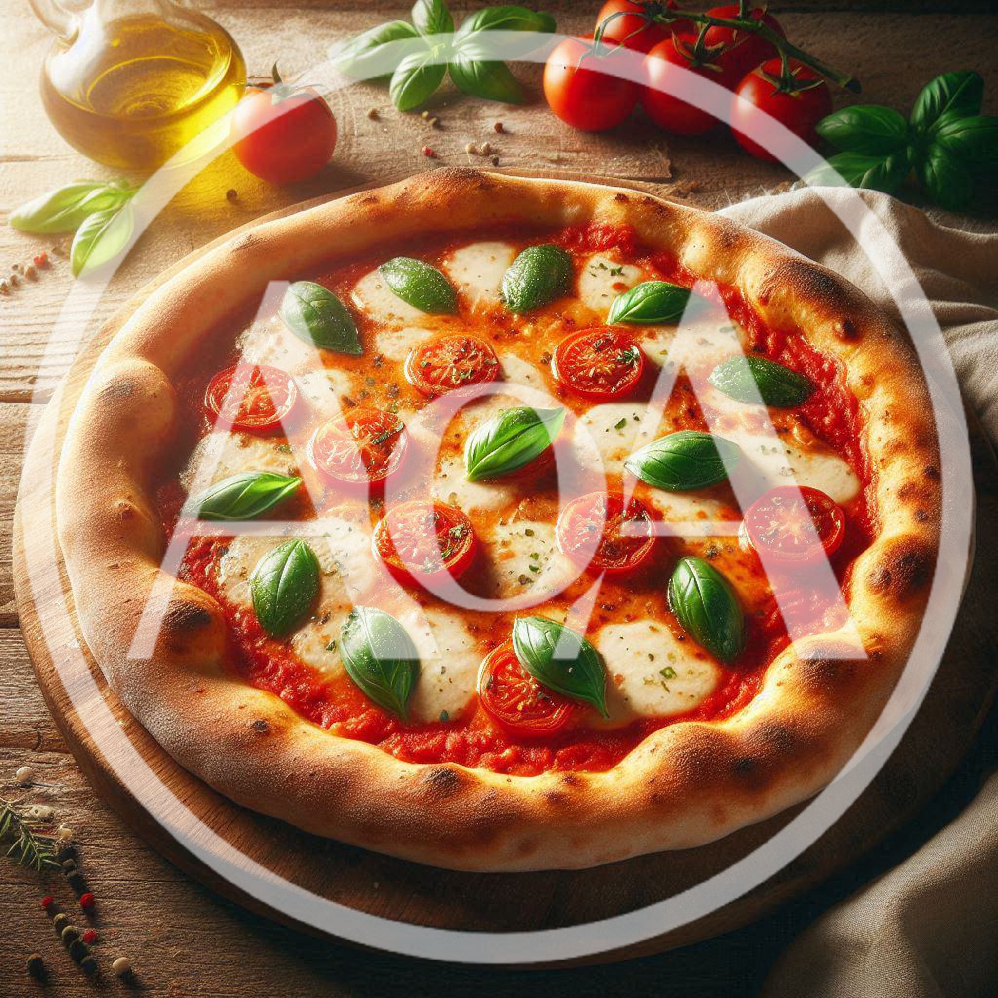 Fresh Margherita Pizza With Basil And Cherry Tomatoes