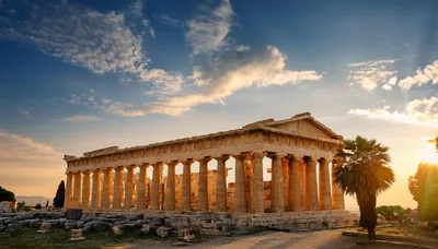 Temple of Hephaestus at Sunset in Athens