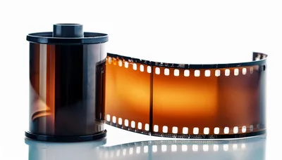 35mm Photographic Film Roll On White Background