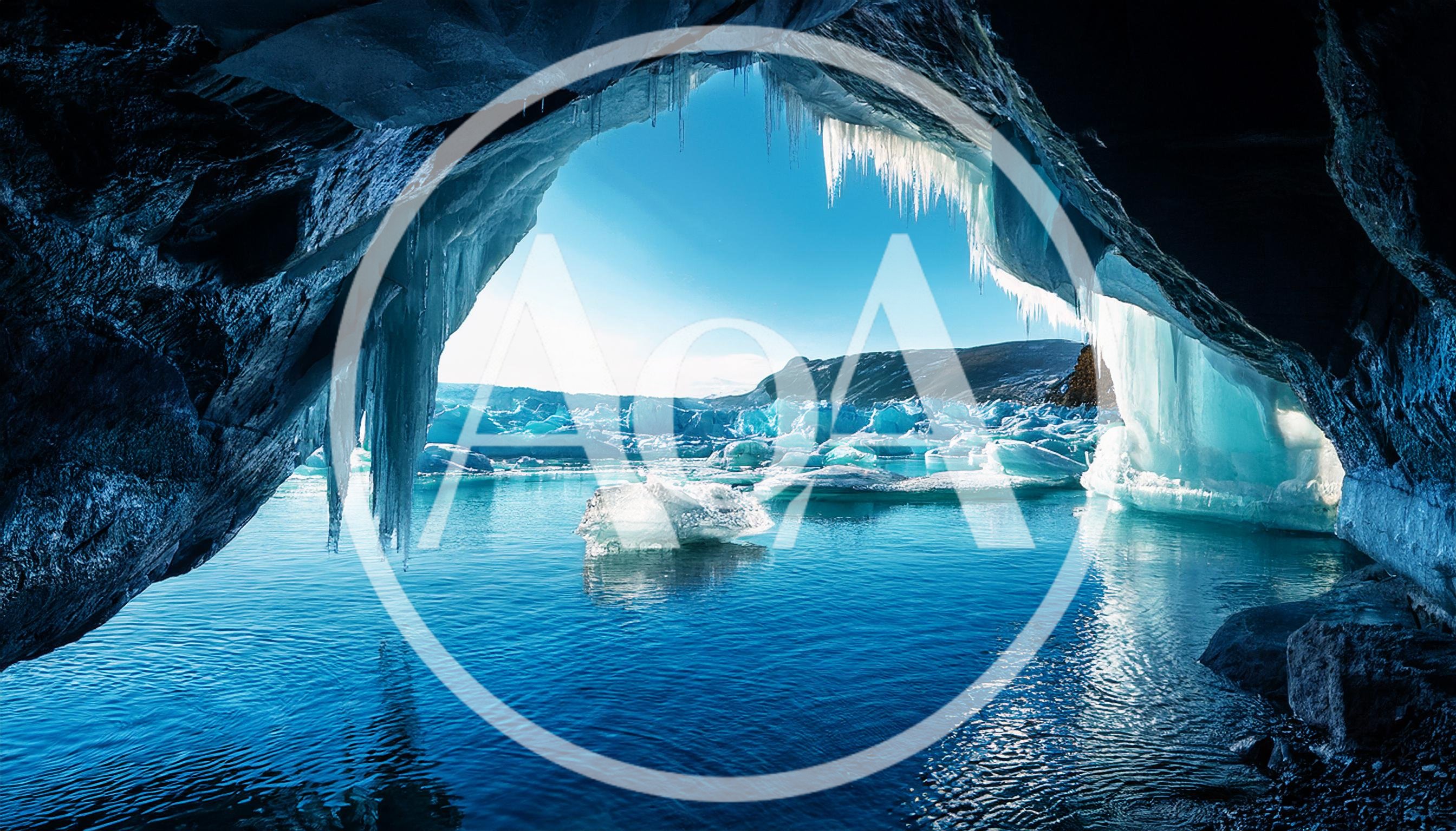 Ice Cave Opening Overlooking Glacial Lagoon