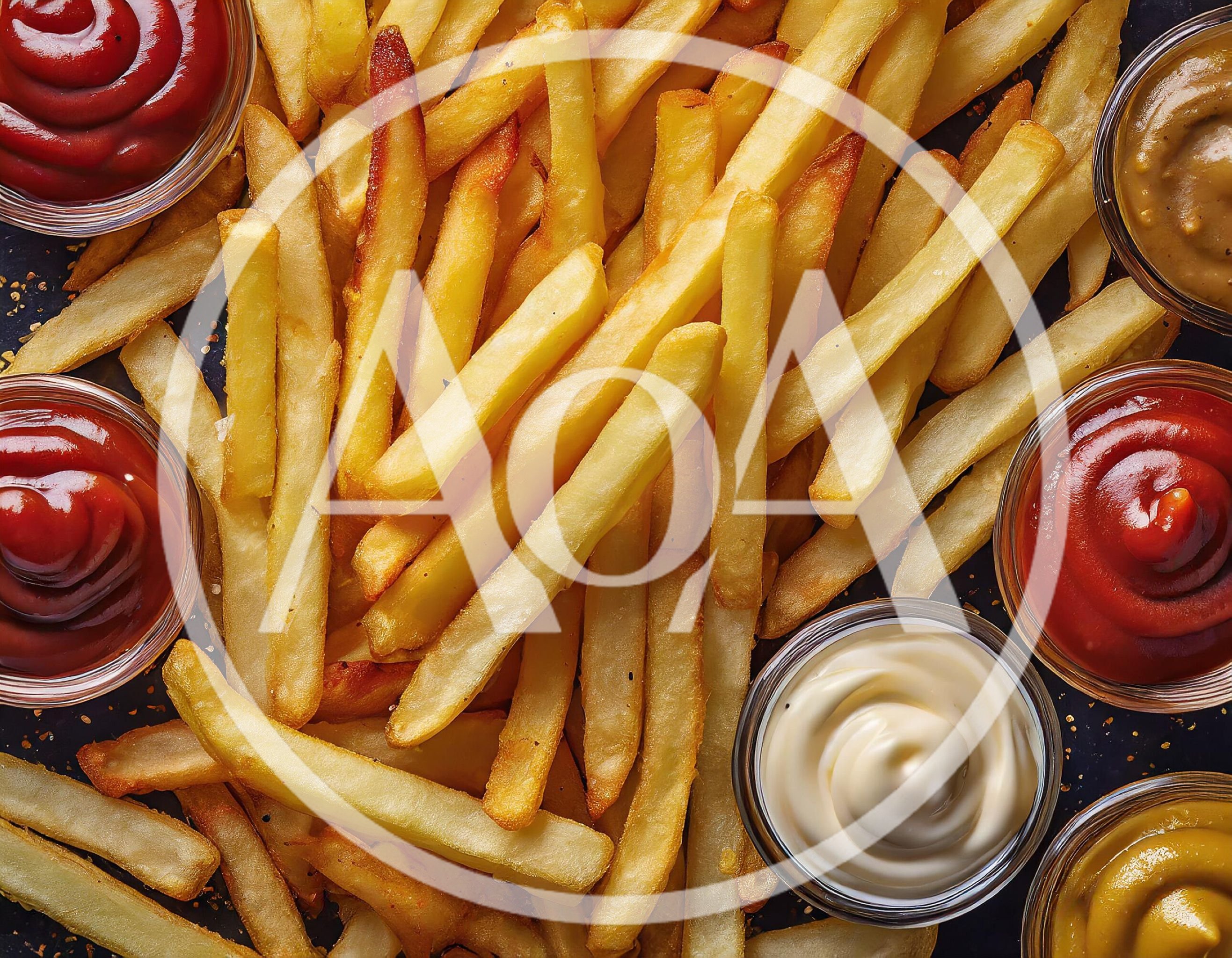 Golden French Fries With Assorted Dipping Sauces