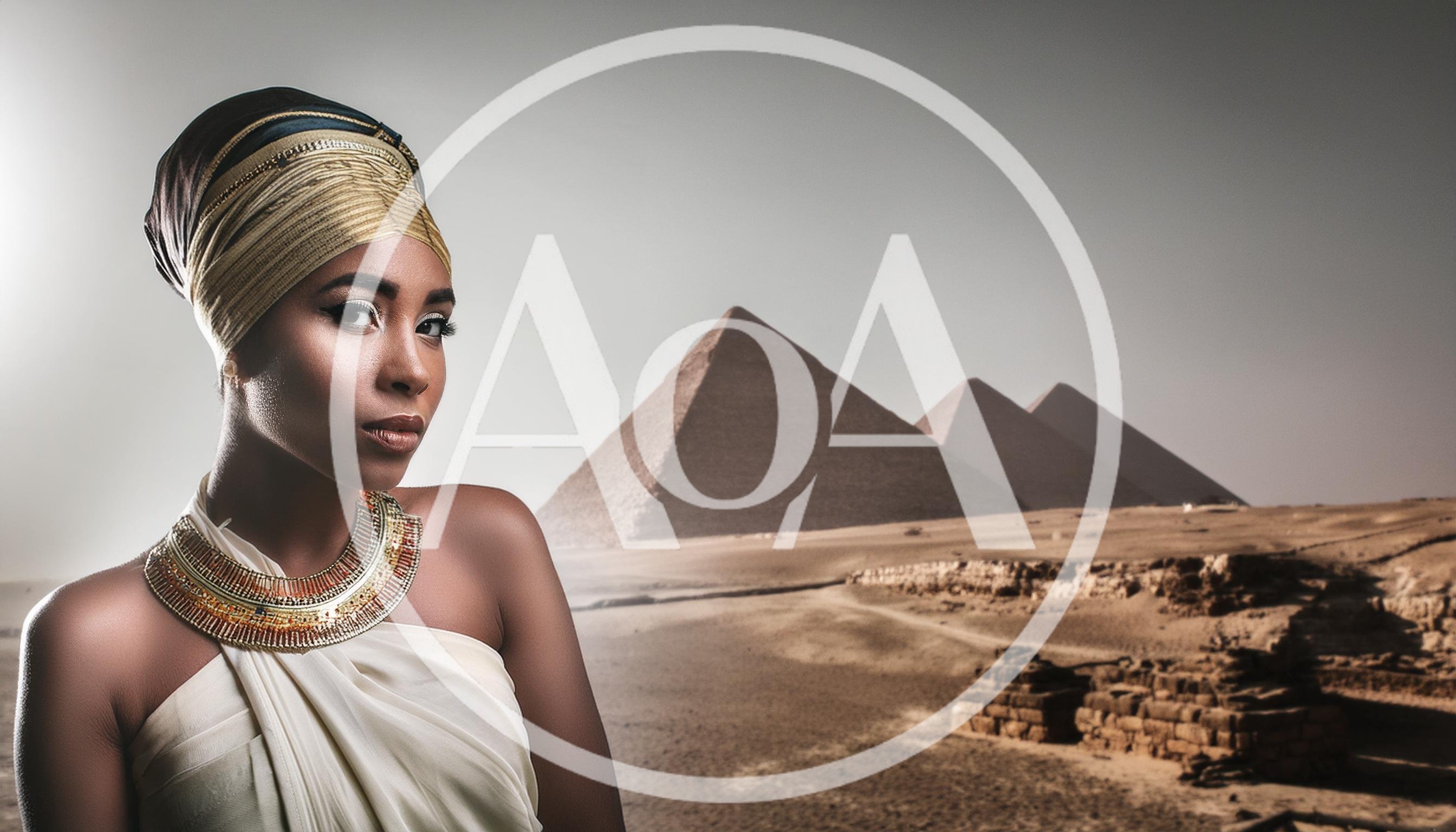 Egyptian Queen Portrait With Pyramids Background
