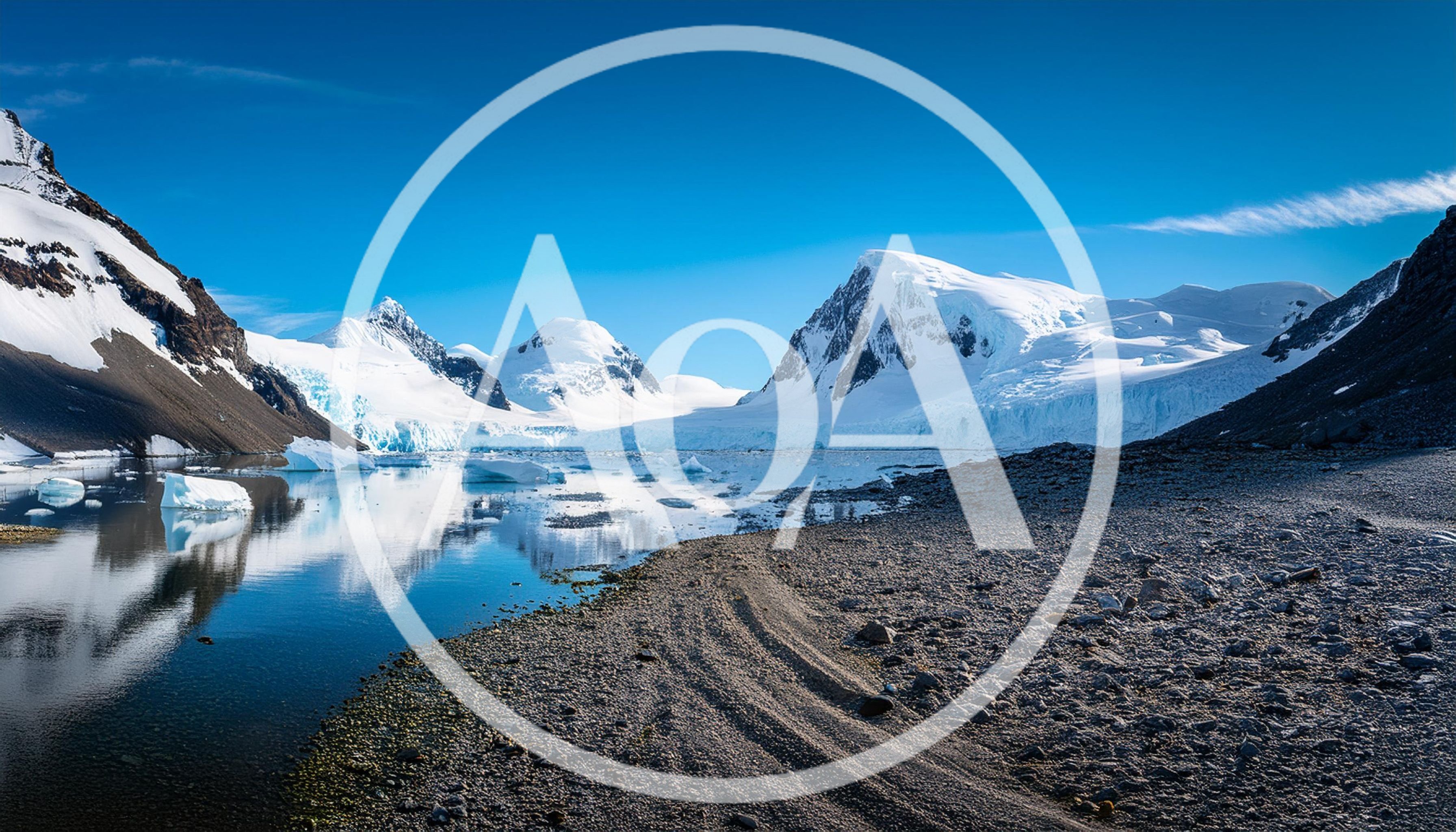 Antarctic Landscape With Glacial Mountains And Icebergs