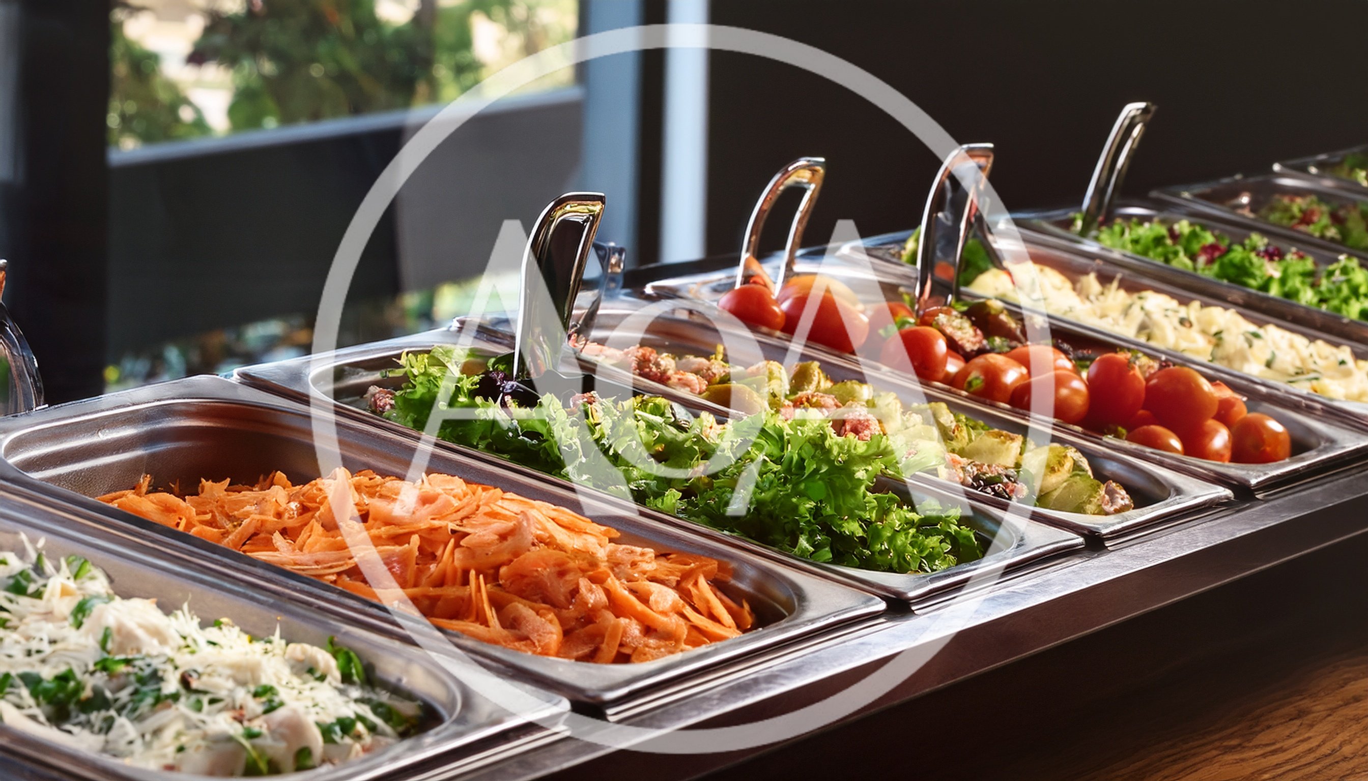 Salad Bar Buffet With Fresh Vegetables And Toppings