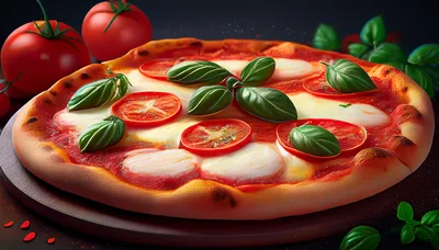 Fresh Margherita Pizza With Tomatoes And Basil