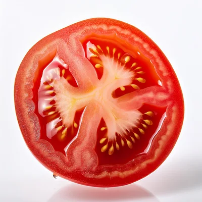Fresh Red Tomato Slice Isolated On White Background