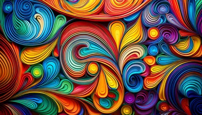 Abstract Colorful Paper Quilling Swirls Background
