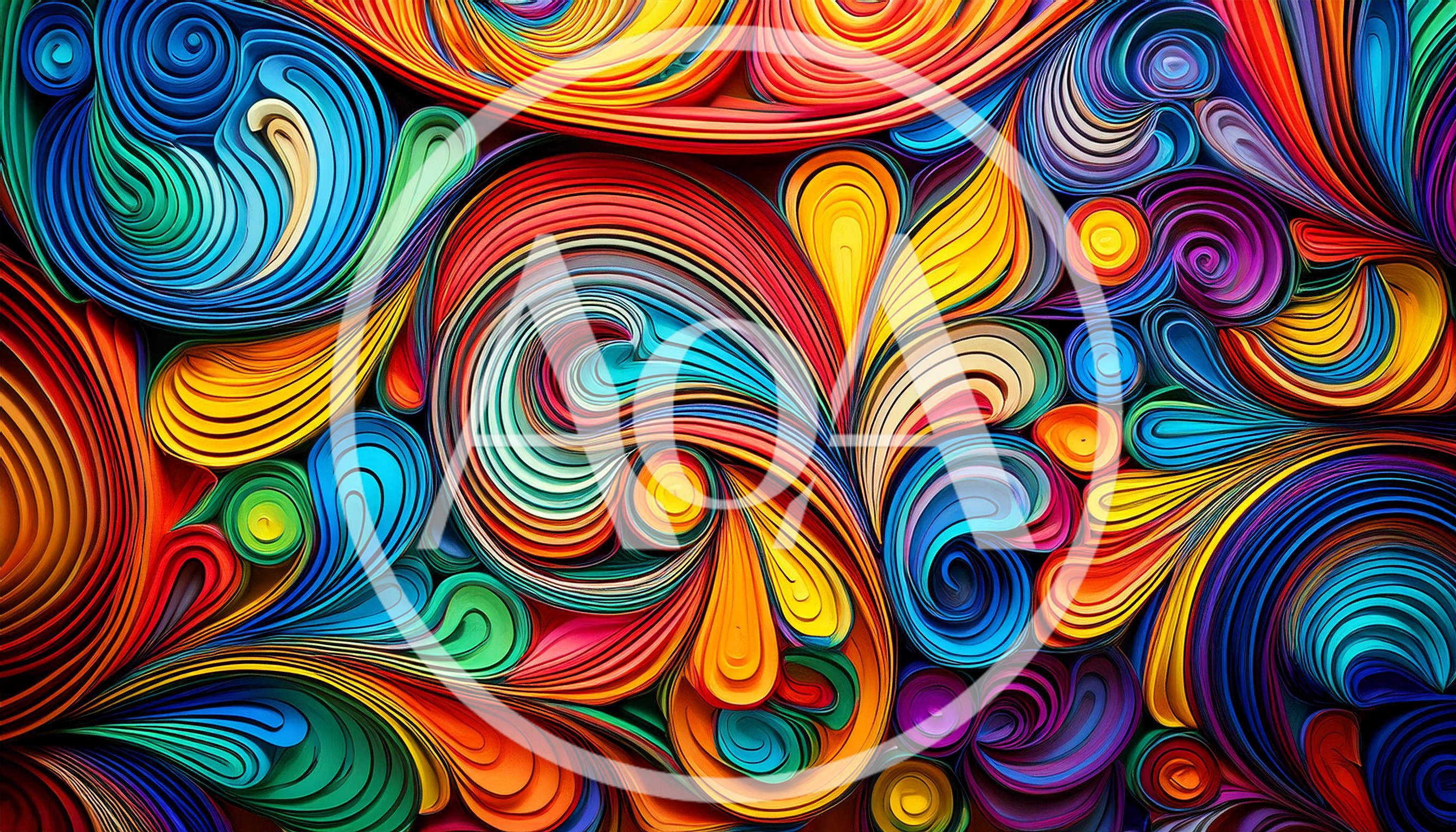 Abstract Colorful Paper Quilling Swirls Background