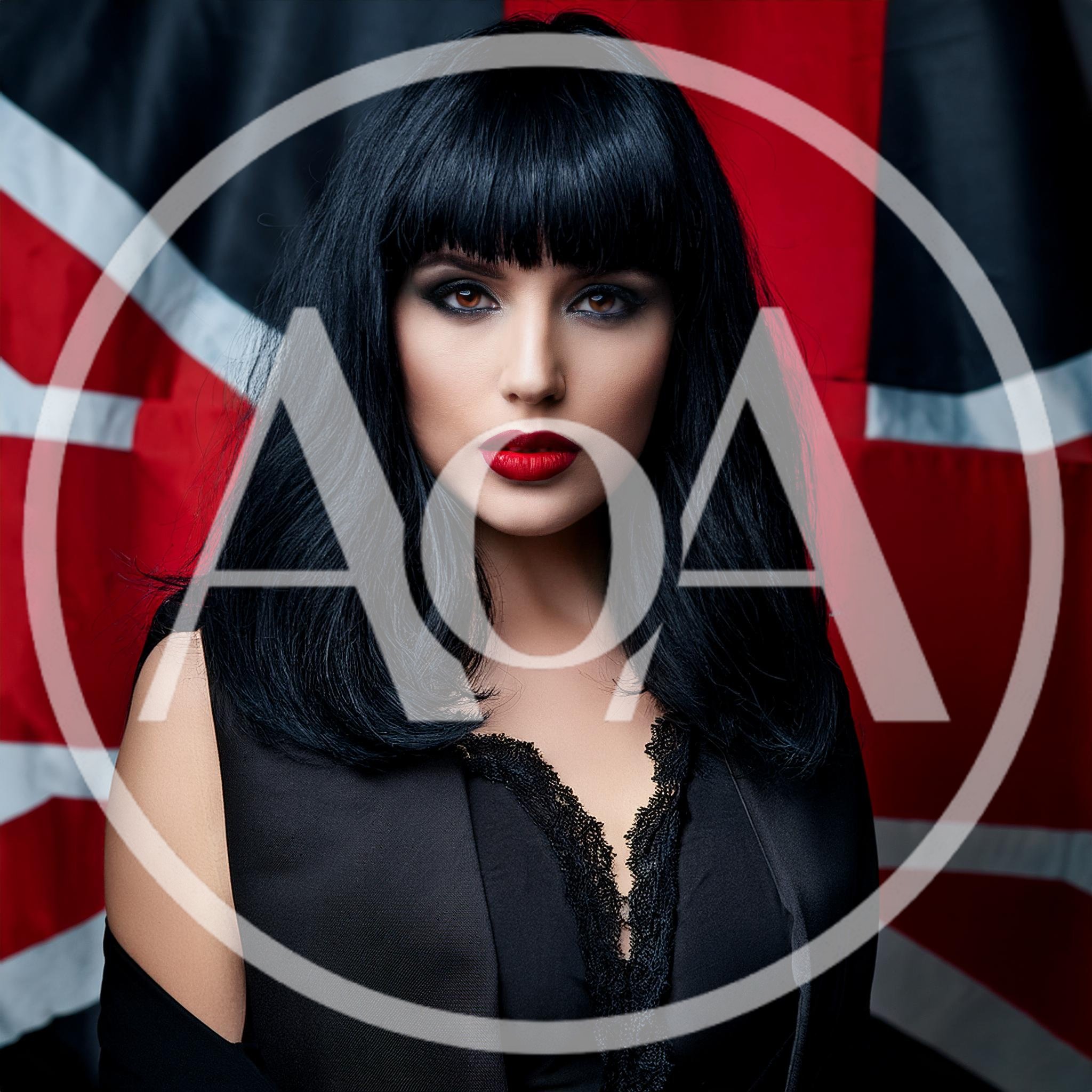 Portrait Of A Woman With Black Hair And Red Lips