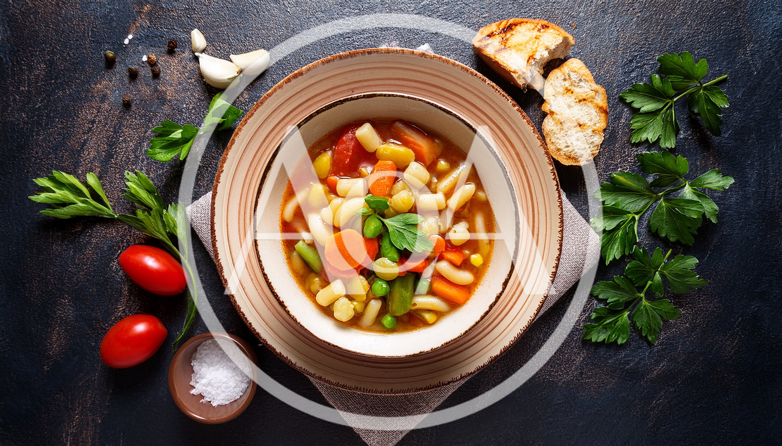 Vegetable Minestrone Soup Bowl With Fresh Ingredients