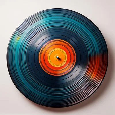 Abstract Vinyl Record With Vibrant Orange And Blue Tones
