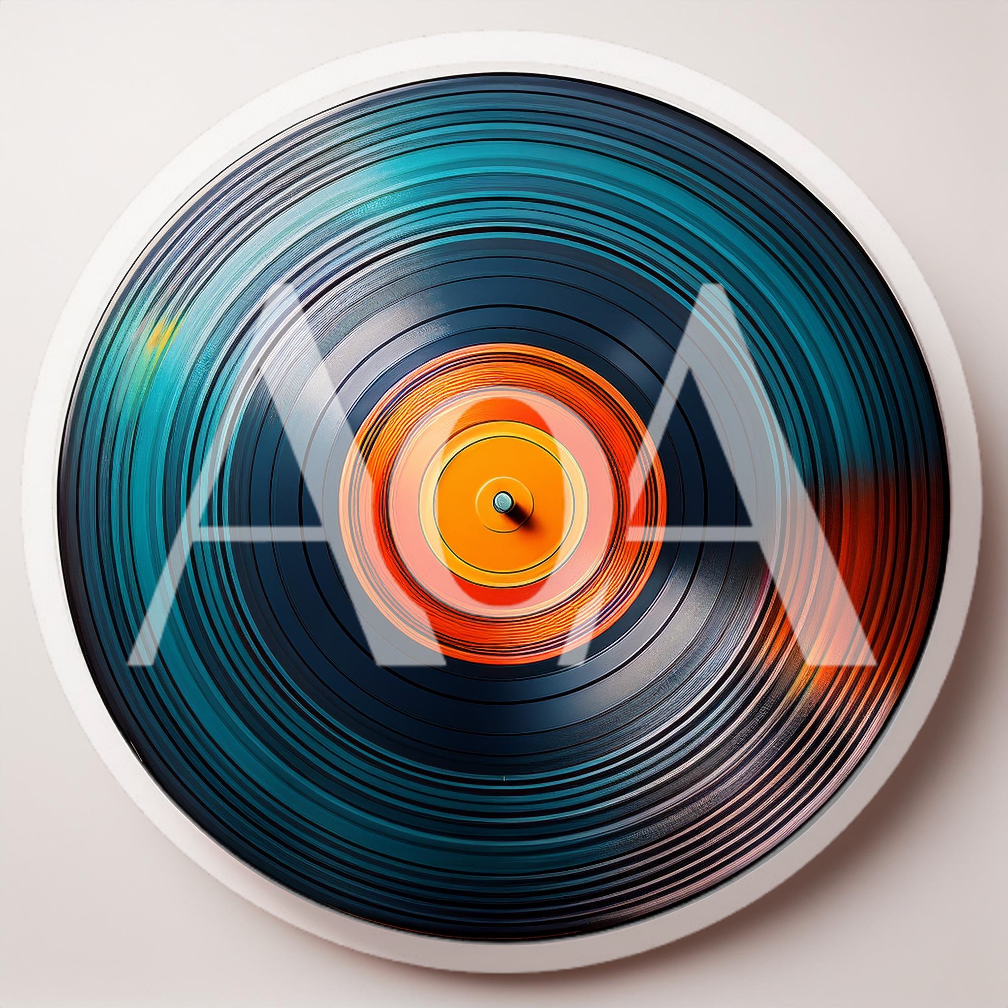 Abstract Vinyl Record With Vibrant Orange And Blue Tones