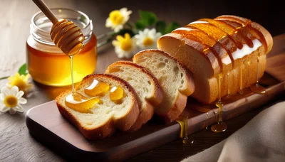 Honey Drizzled Over Freshly Sliced Bread