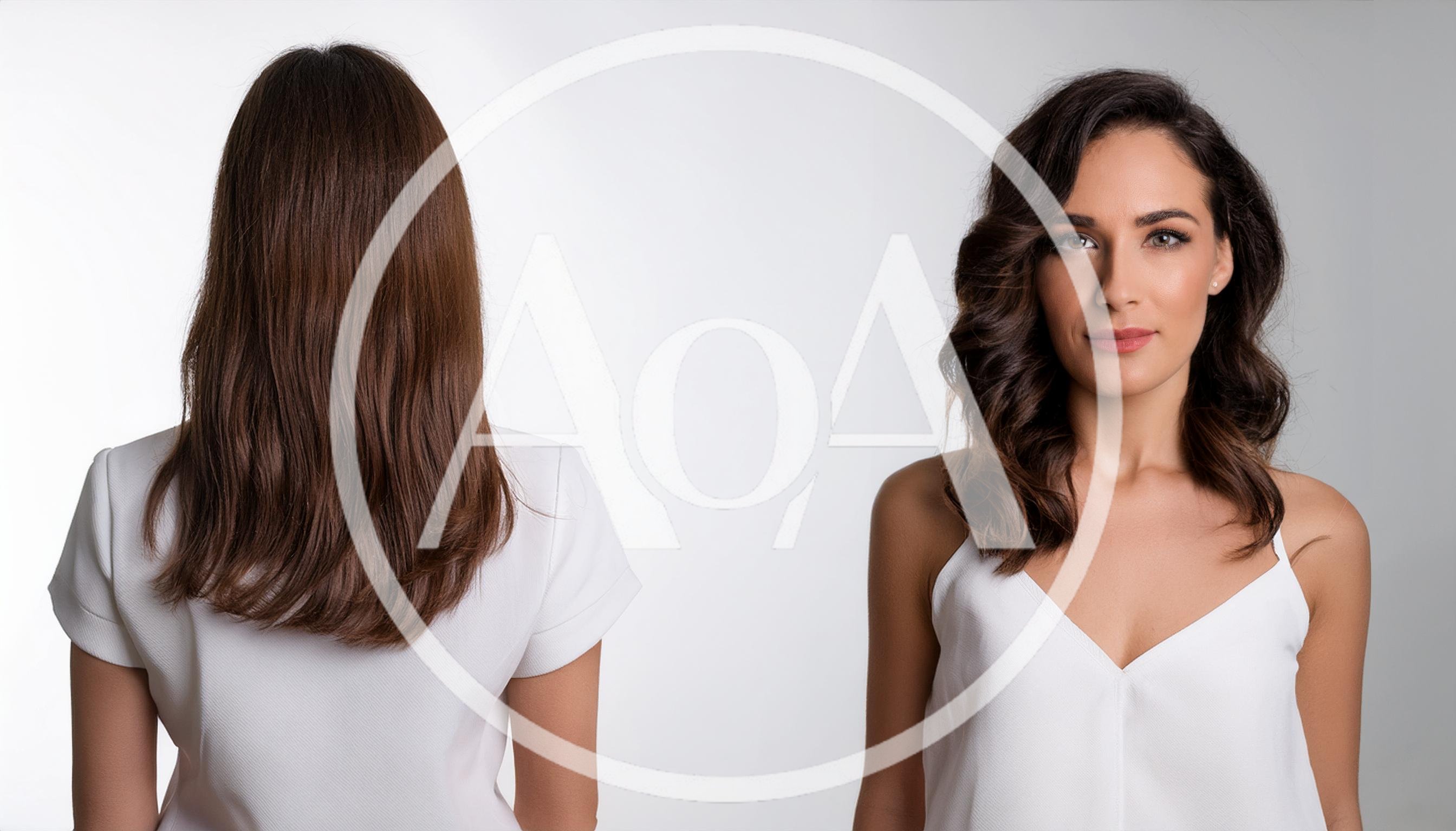 Woman Showing Straight And Wavy Hair Styles