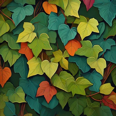 Vibrant Ivy Leaves Pattern With Autumnal Tones