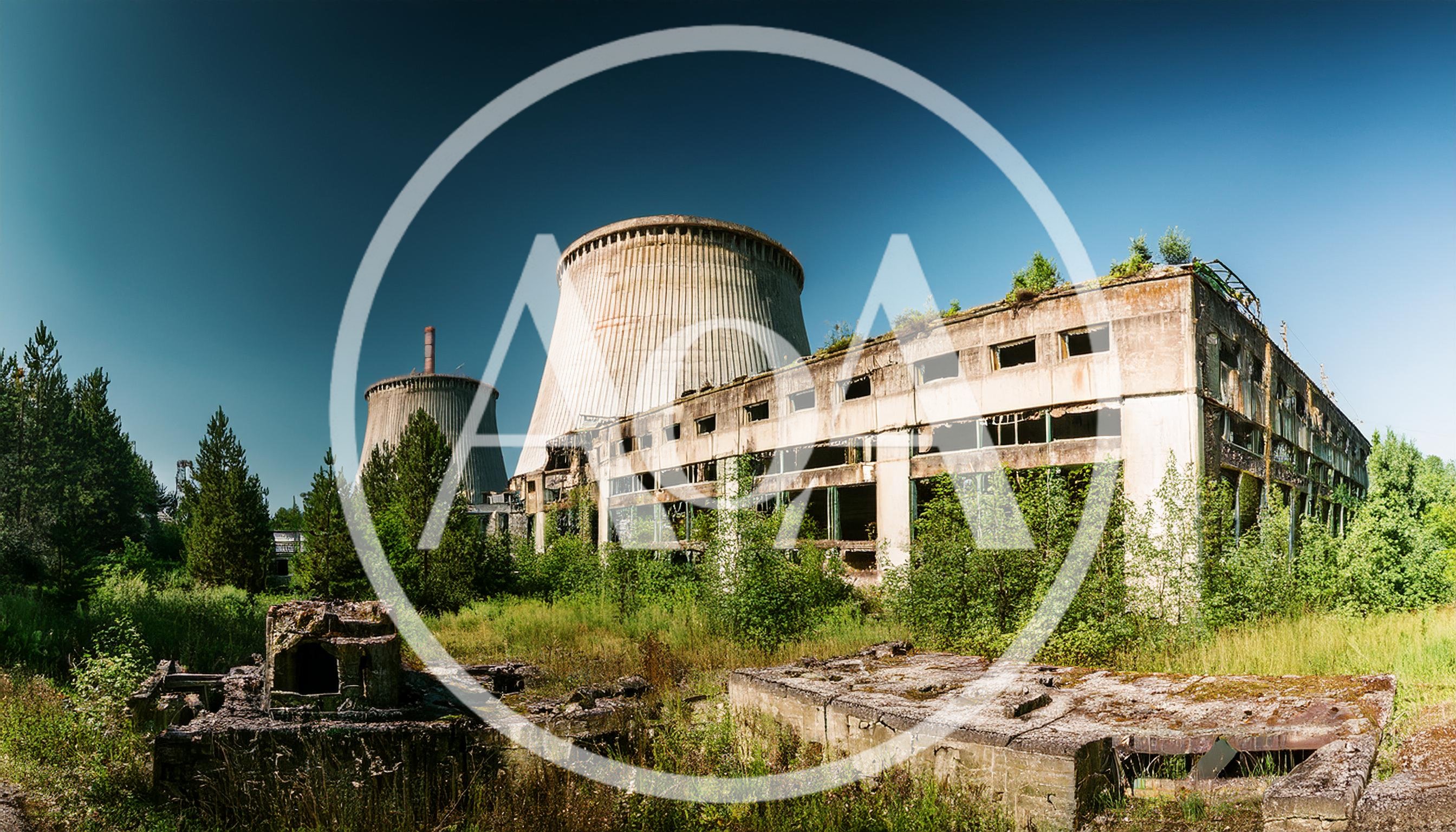 Abandoned Industrial Power Plant With Cooling Towers