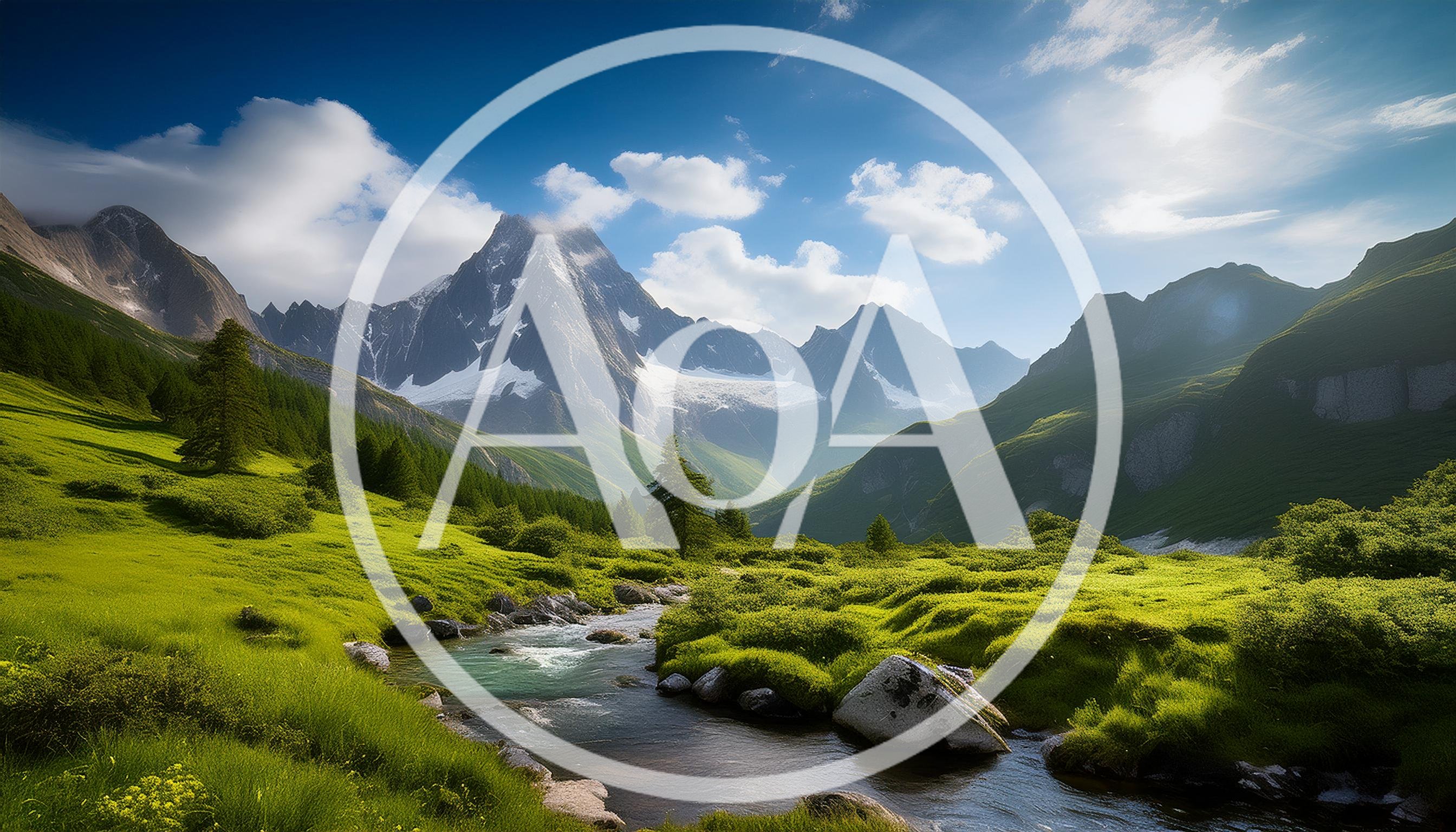 Alpine Valley Landscape With Glacial Stream And Mountains