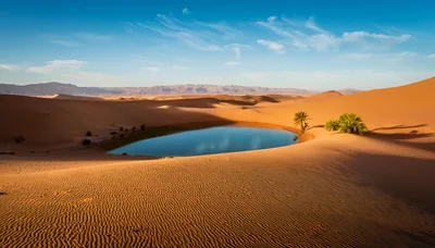 Oasis With Palm Trees In The Sahara Desert