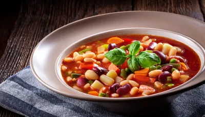 Bowl Of Hearty Vegetable And Bean Soup