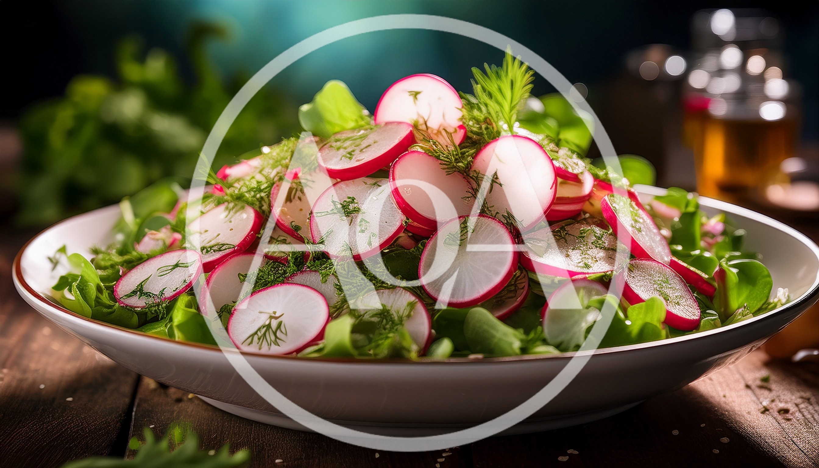 Fresh Radish Salad With Dill In A White Bowl
