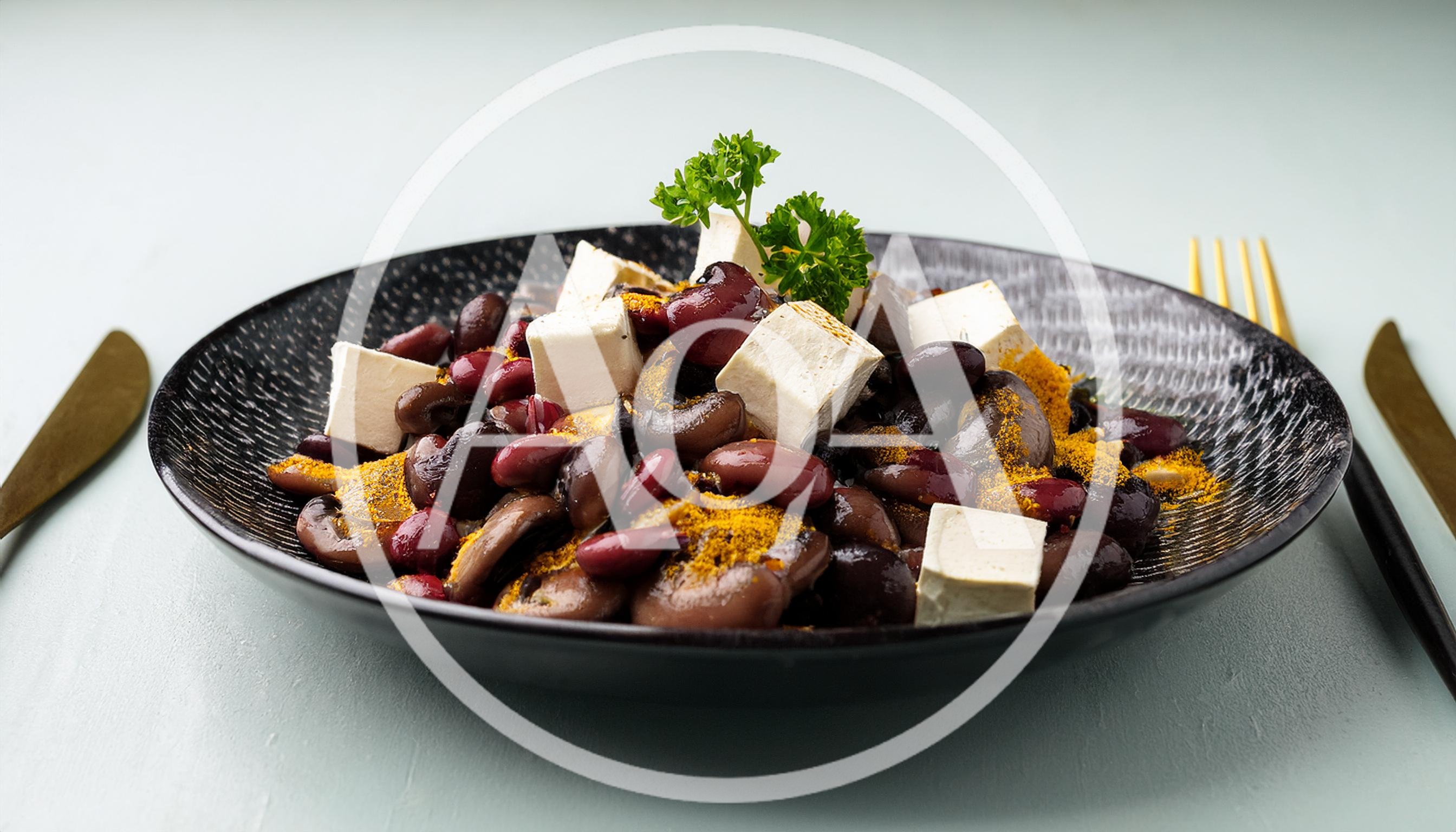 Tofu and Kidney Bean Salad with Turmeric