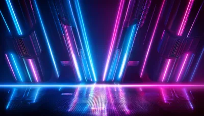 Abstract Neon Corridor With Glowing Blue And Pink Lights
