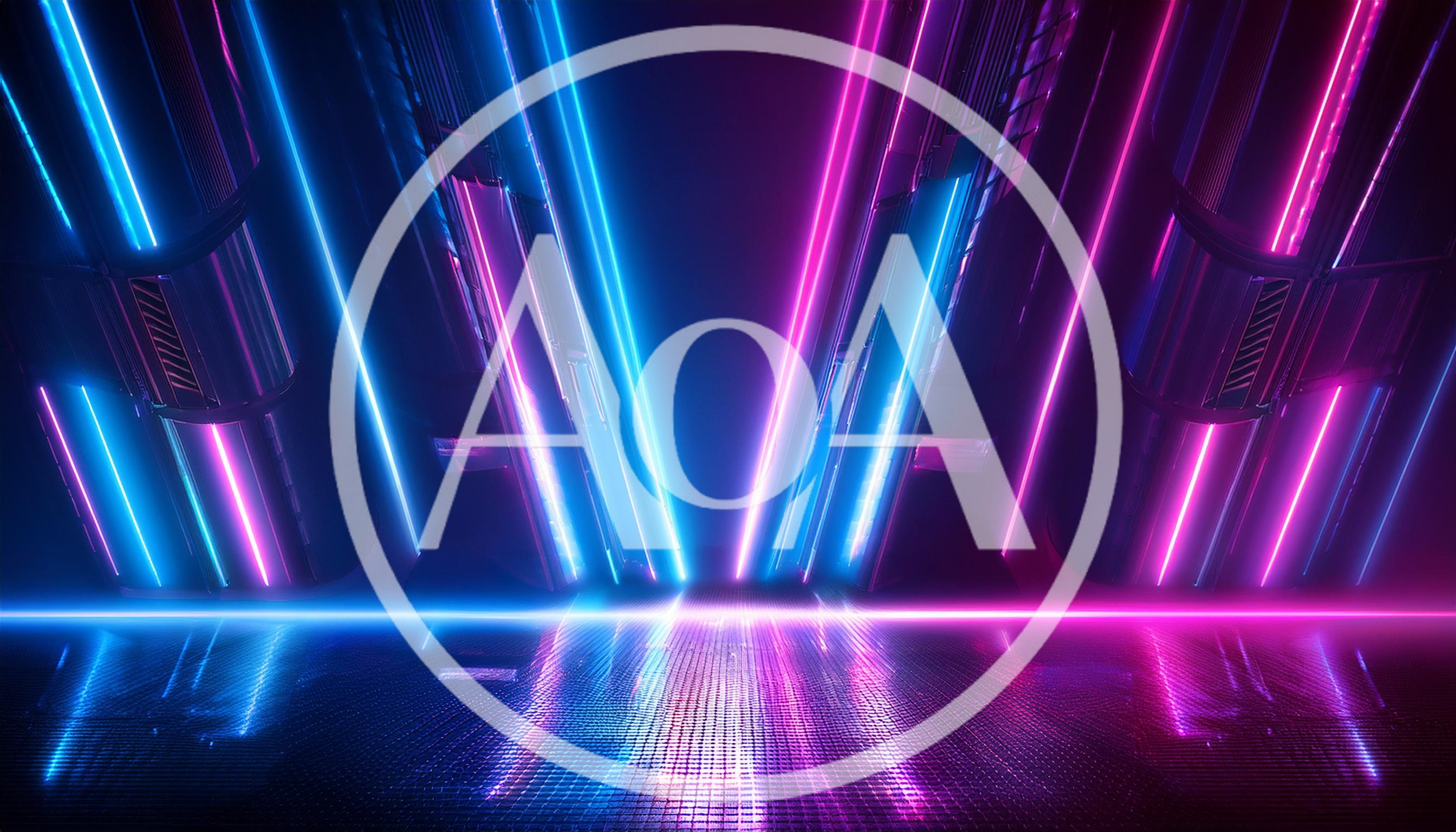 Abstract Neon Corridor With Glowing Blue And Pink Lights