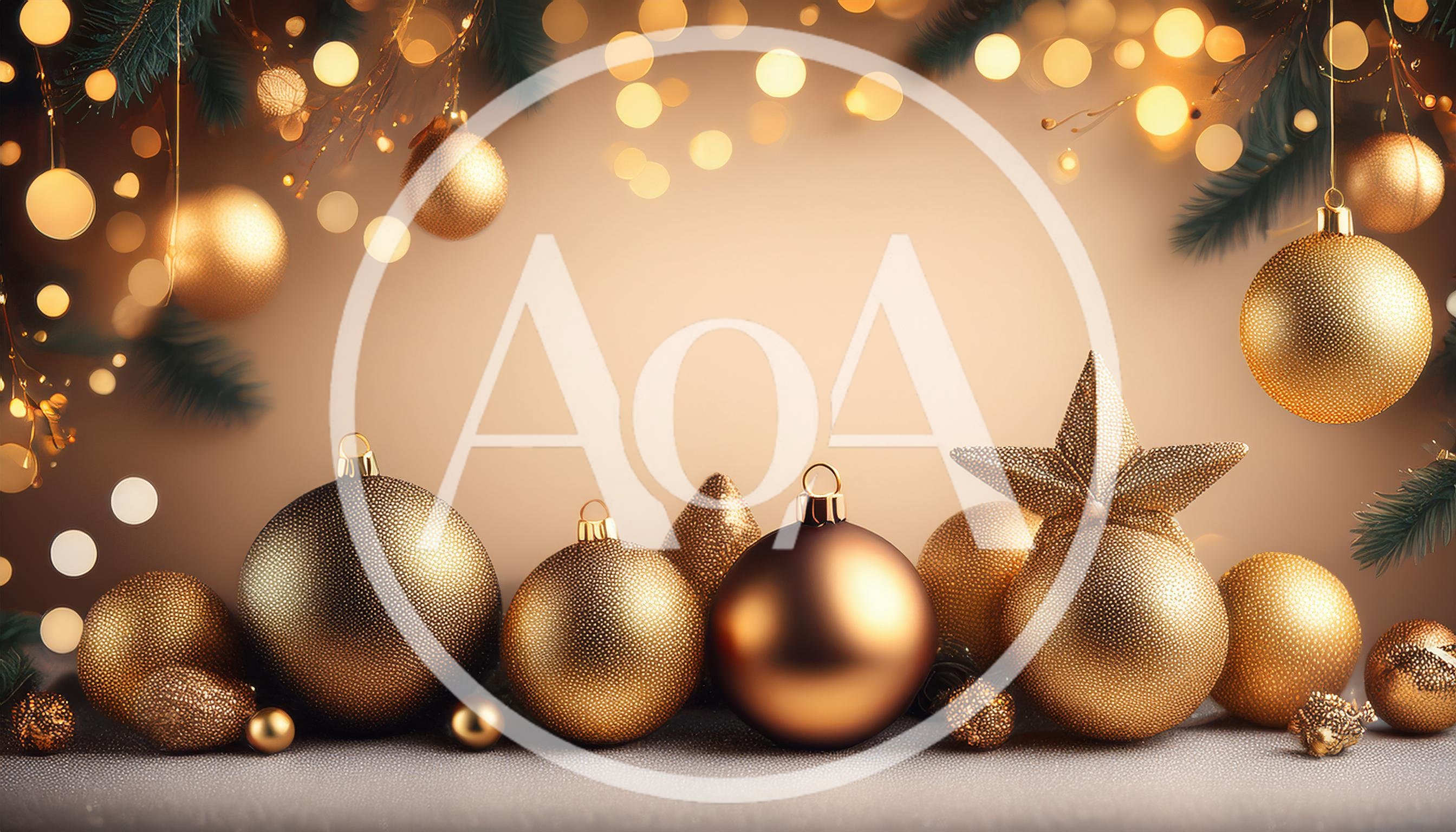 Golden Christmas Ornaments and Star Decoration