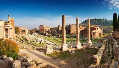 Panoramic View Of The Ancient Roman Ruins At Tivoli