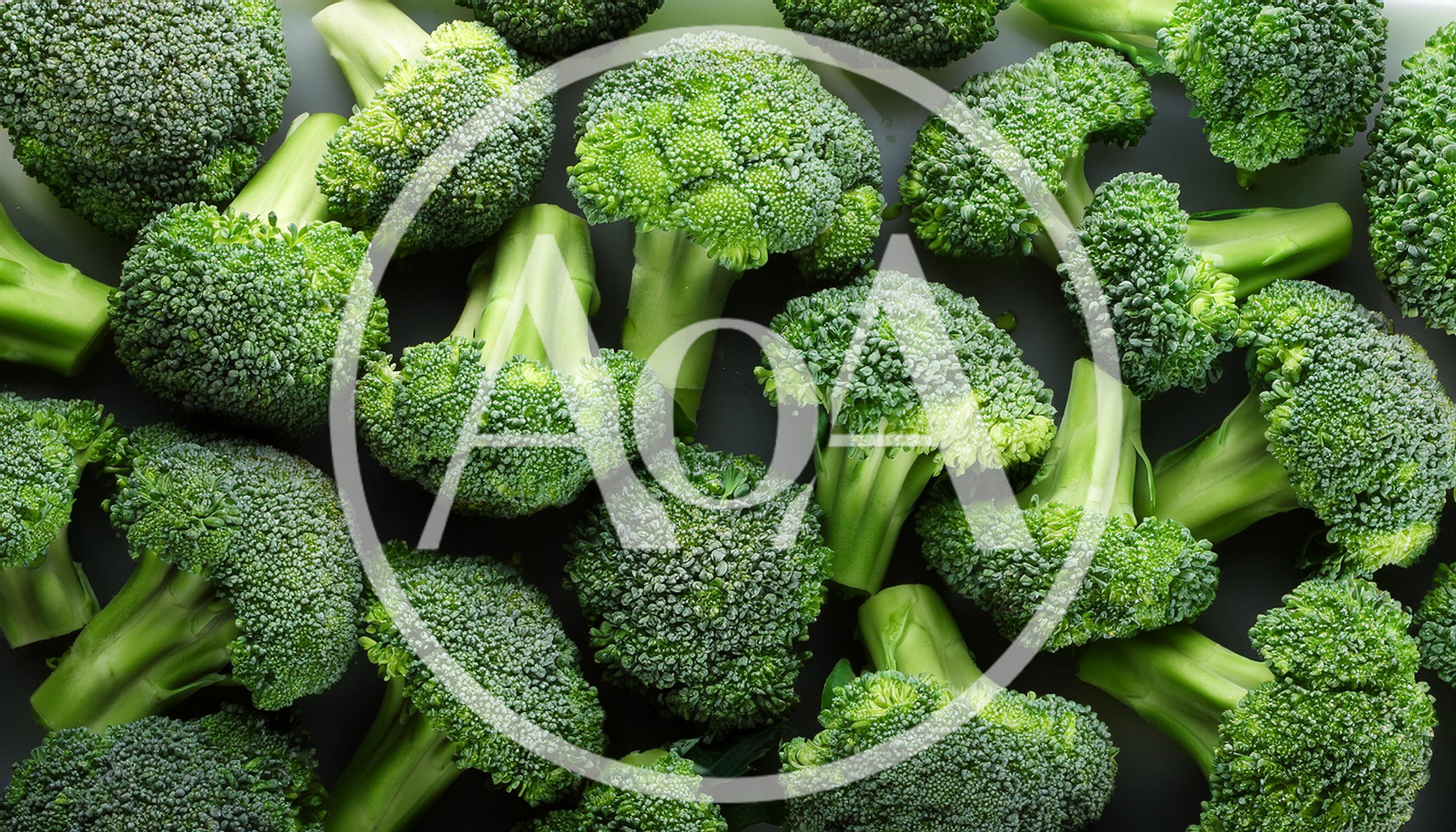 Fresh Green Broccoli Florets Arranged On Dark Background