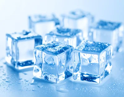 Clear Ice Cubes With Water Droplets