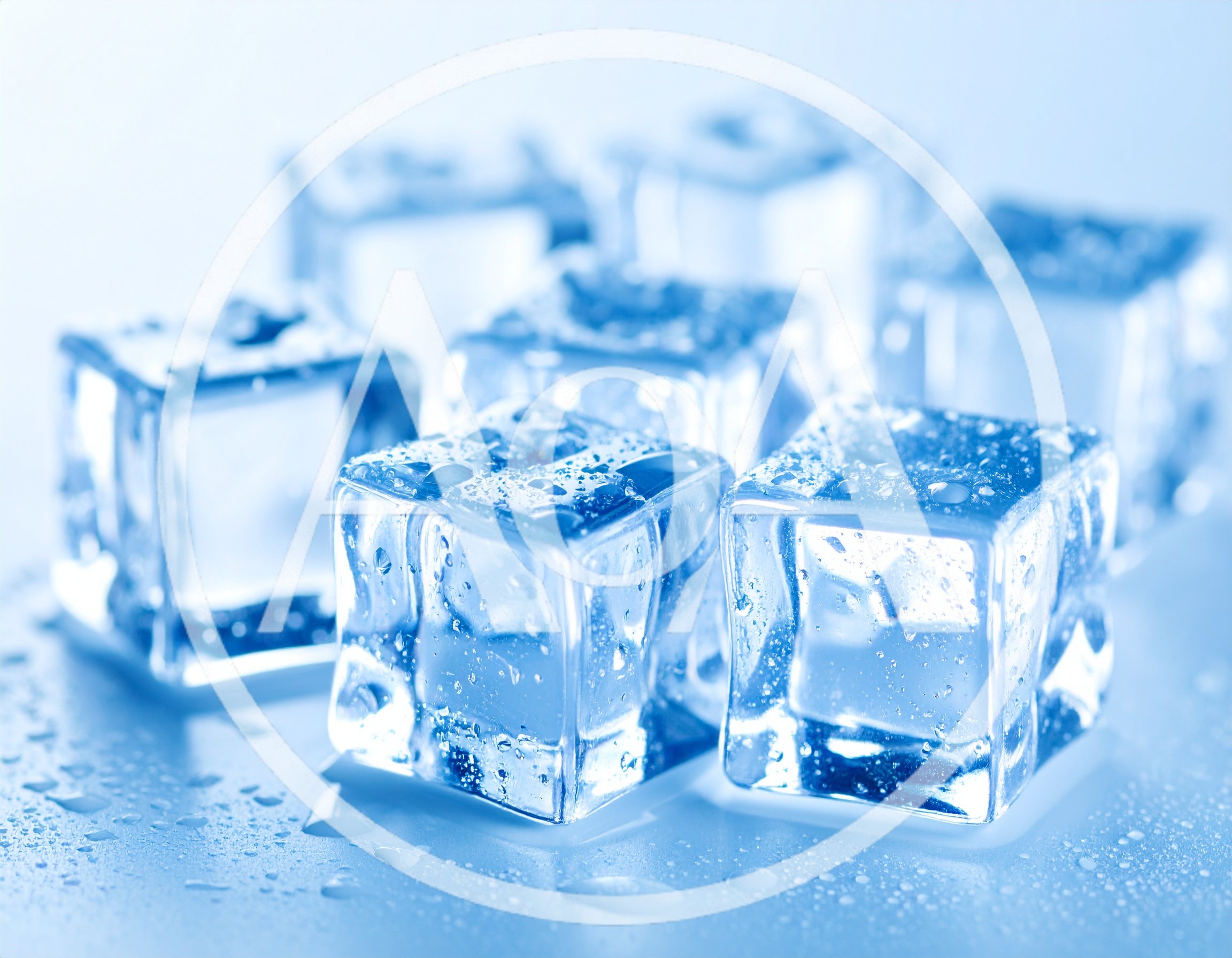 Clear Ice Cubes With Water Droplets